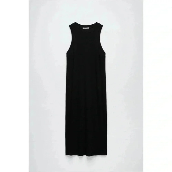 NWT Zara Black Midi Ribbed Dress - Picture 5 of 7